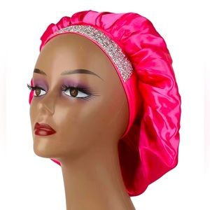 Rhinestone Embellished Satin Bonnet